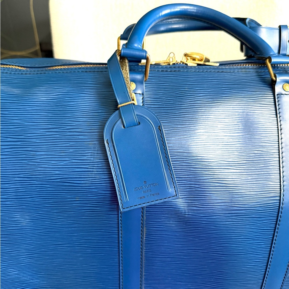 Authentic Louis Vuitton unisex Keepall 60 bag M42946 Toledo blue Epi leather XL - Picture 2 of 16
